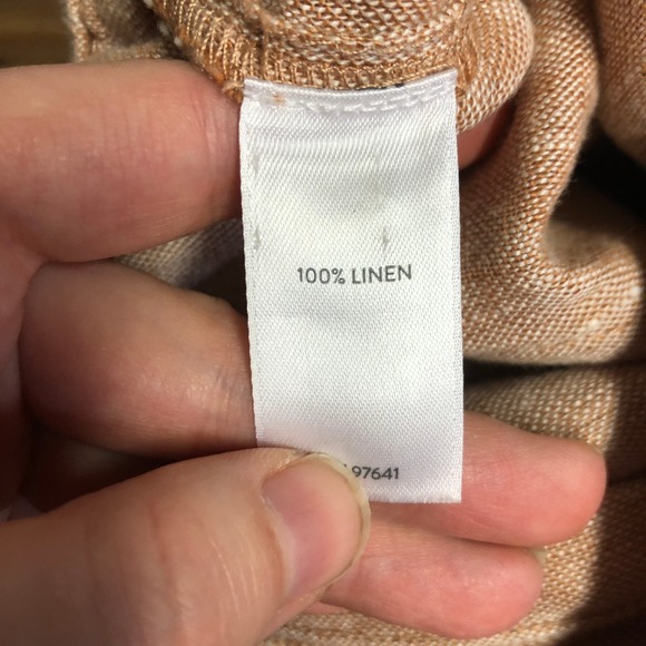 pureJill Linen Pull On Elastic Waist Wide Leg Pants Size LP Tan Vacation Resort - Picture 7 of 12